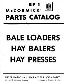 Parts Catalog for McCormick Bale Loaders, Hay Balers & Hay Presses